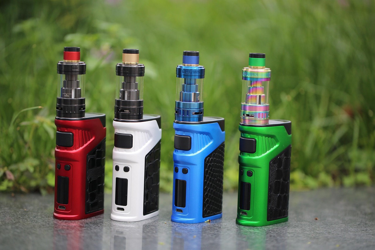 Four distinct colors of electronic vapors, representing the range of products associated with what is a cart weed.